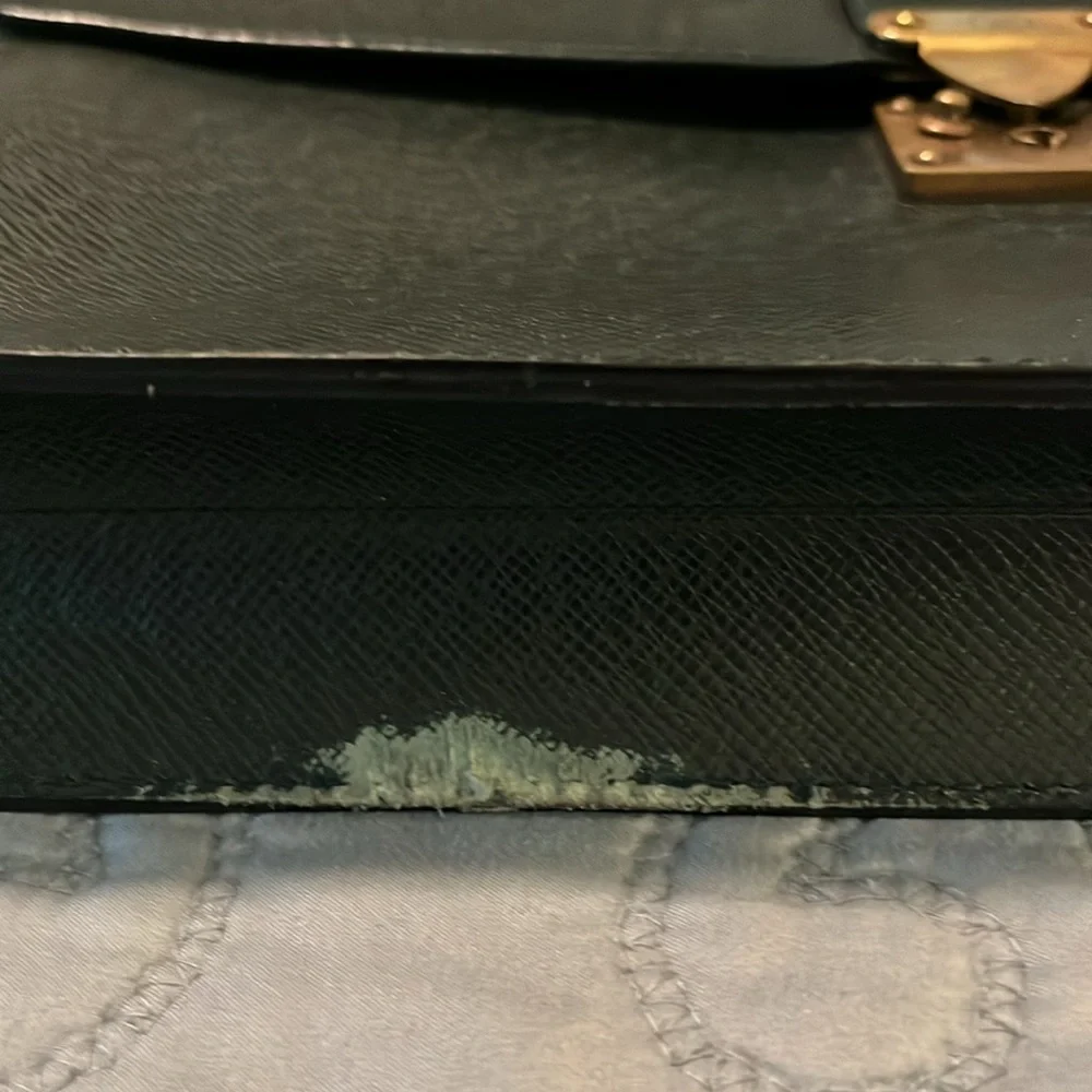 Louis Vuitton Large Black Taiga Leather Briefcase